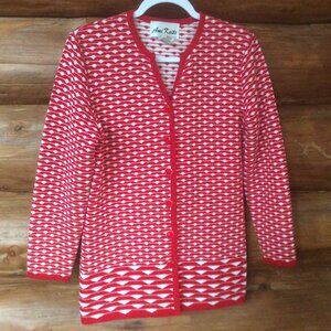 Vintage Ami Knits Red & White Scandi Girl 80s Festive Cardigan Sweater Size 8